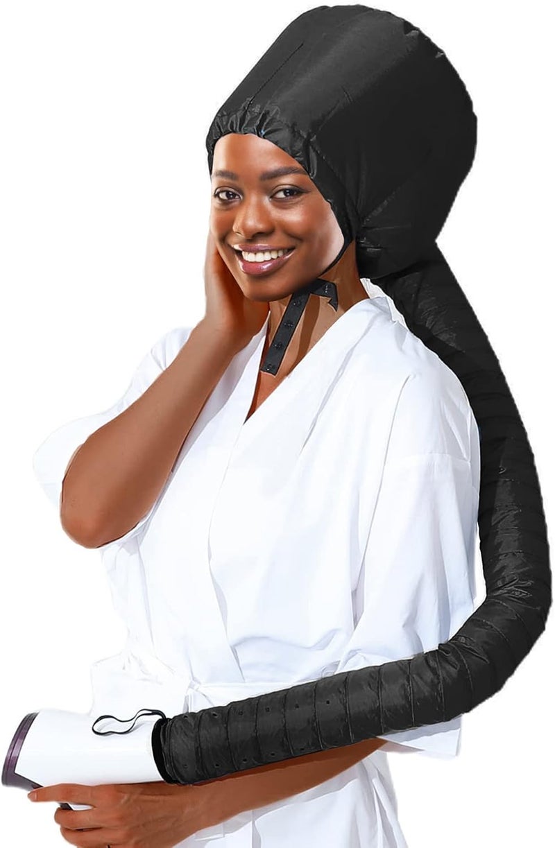 WOBEVB Bonnet Hood Hair Dryer Attachment - Hair Dryer Bonnet with Elastic Strap, Used for Hair Styling, Deep Conditioning and Hair Drying (Black) - Image 1